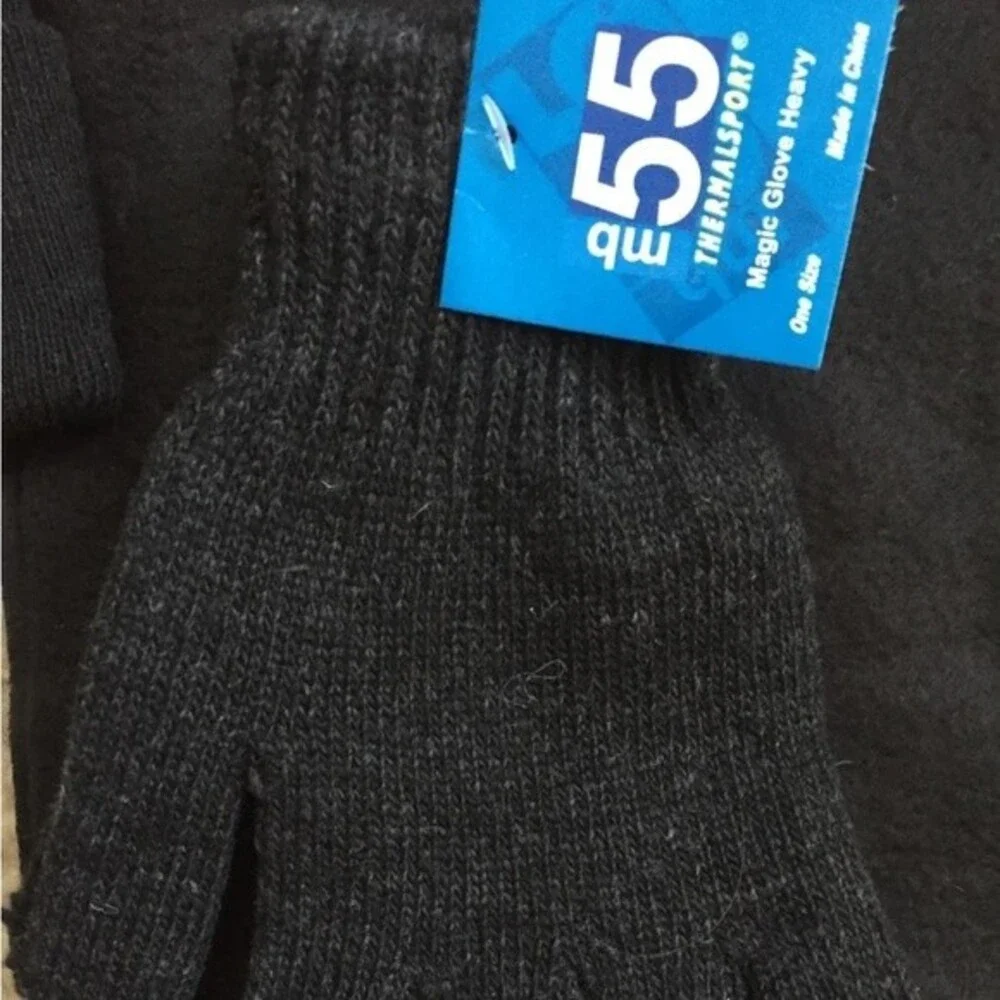 MB55 Thermalsport Fleece Scarf & Knit Hat& Heavy Glove One Size Black 3/Piece